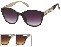 Load image into Gallery viewer, Sonnenbrille Damen goldfarbene Metall Blumenornamente am Bügel 400 UV getönt
