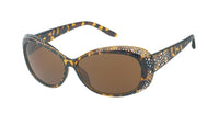 Load image into Gallery viewer, Sonnenbrille Damen 400 UV getönt ovale Gläser Glitzer facettierte Glaskristalle
