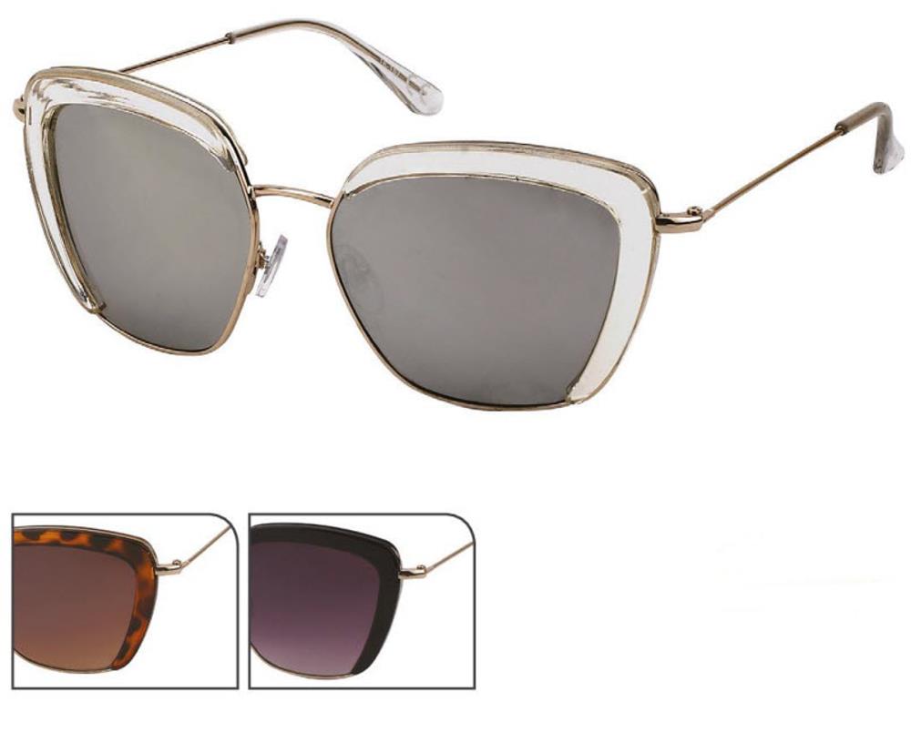 Sonnenbrille Retro Pilotenbrille 400 UV Trapezform oben außen dicker Rand