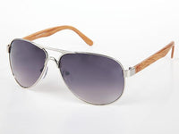 Cargar imagen en el visor de la galería, Sonnenbrille Piloten Retro 400 UV Steg dick Bügel Holzmaserung

