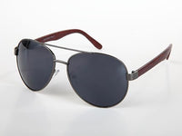 Cargar imagen en el visor de la galería, Sonnenbrille Piloten Retro 400 UV Doppelsteg Bügel Holzmaserung
