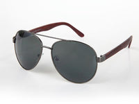 Cargar imagen en el visor de la galería, Sonnenbrille Piloten Retro 400 UV Doppelsteg Bügel Holzmaserung
