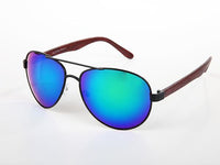 Cargar imagen en el visor de la galería, Sonnenbrille Piloten Retro 400 UV Doppelsteg Bügel Holzmaserung
