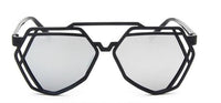 Cargar imagen en el visor de la galería, Sonnenbrille V-förmiges Polygon schwarzes Gestell 400UV verspiegelt
