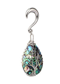 Load image into Gallery viewer, Ohrgewicht Piercing Hook Edelstahl Paua silber Baum
