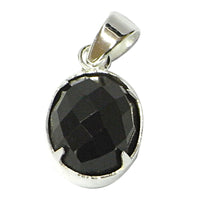 Load image into Gallery viewer, Set Onyxohrringe und Onyxanhänger 925er Sterling Silber Onyxschmuck eingefasst rund geschliffen
