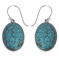 Load image into Gallery viewer, oval gewölbt Silberohrringe Howlith türkis Ohrringe Ohrhänger Damen Schmuck 925er Sterling Silber
