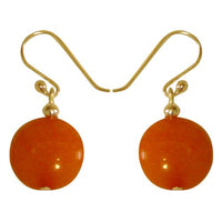 Load image into Gallery viewer, Damenohrringe mit orangem Achat Stein, mit 925er Sterlingsilberbügel rund flach
