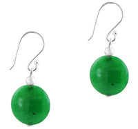 Load image into Gallery viewer, Damenohrringe mit grünem Katzenauge, rund und flach, mit 925er Sterlingsilberbügel
