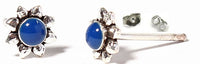 Load image into Gallery viewer, Stern Ohrstecker, lapis, dunkelblau, rund, 6 mm Ø, in Silber eingefasst, 925er Sterlingsilber-Stift
