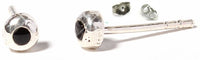 Load image into Gallery viewer, Ohrstecker, schwarz, breiter Silberrahmen, onyx, rund, 3 mm Ø, 925er Sterlingsilber-Stift
