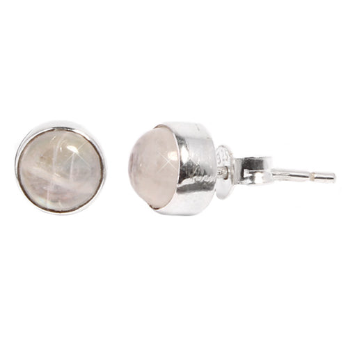 Silberohrstecker rund Mondstein 10 mm Ohrstecker Damen Ohrring Stecker 925er Sterling Silber