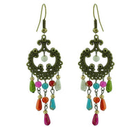 Cargar imagen en el visor de la galería, Ohrringe Messing Damen Ohrhänger Kupfer Ohrschmuck Schmuck Steine bunt
