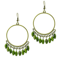 Load image into Gallery viewer, Steine Ohrringe Messing Damen Ohrhänger Kupfer Ohrschmuck Schmuck Creolen grün
