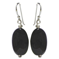Load image into Gallery viewer, Silberohrringe mit Onyx aus 925er Sterling Silber Onyxohrringe Damen Scheiben oval
