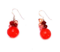 Cargar imagen en el visor de la galería, Damen Ohrringe Ohrhänger 925er Sterling Silber Perlen Steine rot weiß orange
