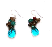 Cargar imagen en el visor de la galería, Damen Ohrringe Ohrhänger 925er Sterling Silber Kristall Perlen Steine türkis rot braun
