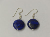 Load image into Gallery viewer, Lapisohrringe Lapis Ohrringe Ohrhänger 925er Sterling Silber rund Scheibe Linse blau Steinohrringe
