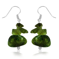 Load image into Gallery viewer, Stein Ohrringe grün Splittsteine 25 mm Steinohrhänger 925er Sterlingsilber Damen Schmuck
