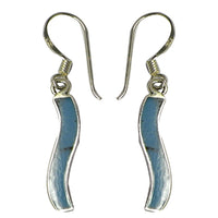 Load image into Gallery viewer, Silberohrringe Türkis Welle dünn 925er Sterling Silber 20 mm Damen Ohrringe
