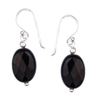 Load image into Gallery viewer, Onyxohrringe Ohrhänger 925er Sterling Silber nickelfrei Onyx Stein Tropfen
