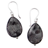 Load image into Gallery viewer, Ohrhänger Stein Howlith grau Tropfen gemasert 925er Sterling Silber
