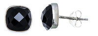 Load image into Gallery viewer, Ohrstecker Onyx Quadrat 8 mm 925er Sterlingsilber Rand facettiert schwarz gewölbt
