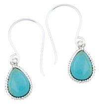 Load image into Gallery viewer, Silberohrhänger Tropfen 8 mm Türkis hell Seilrand 925 Sterlingsilber Ohrringe
