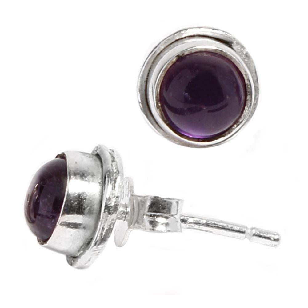 Silberohrstecker Amethyst rund Ohrringe Ohrstecker Damen Ohrring Stecker 925er Sterling Silber Stein