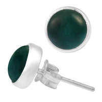 Load image into Gallery viewer, Ohrstecker Jade grün rund 10 mm 925er Sterling Silber Rand Stein Silberohrstecker

