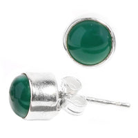 Cargar imagen en el visor de la galería, Silberohrstecker rund grün Jade Ohrringe Ohrstecker Damen Ohrring Stecker 925er Sterling Silber
