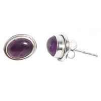 Load image into Gallery viewer, Silberohrstecker Amethyst oval Ohrringe Ohrstecker Damen Ohrring Stecker 925er Sterling Silber
