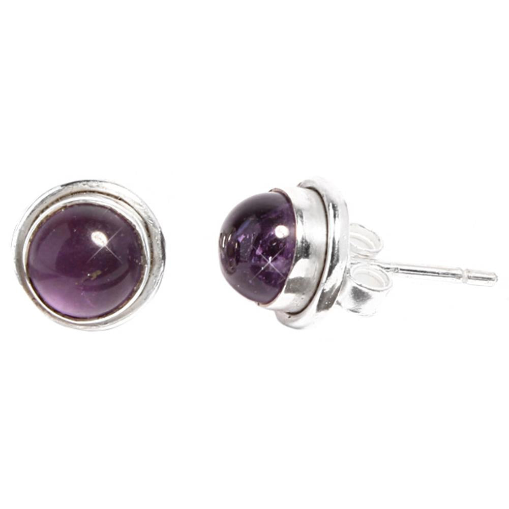 Silberohrstecker rund Amethyst 9 mm Ohrringe Ohrstecker Damen Ohrring Stecker 925er Sterling Silber