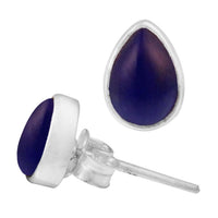 Load image into Gallery viewer, Ohrstecker Lapis blau Tropfen 8 mm 925er Sterling Silber Rand Stein Silberohrstecker
