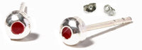 Load image into Gallery viewer, Ohrstecker, rot, breiter Silberrahmen, koralle, rund, 3 mm Ø, 925er Sterlingsilber-Stift
