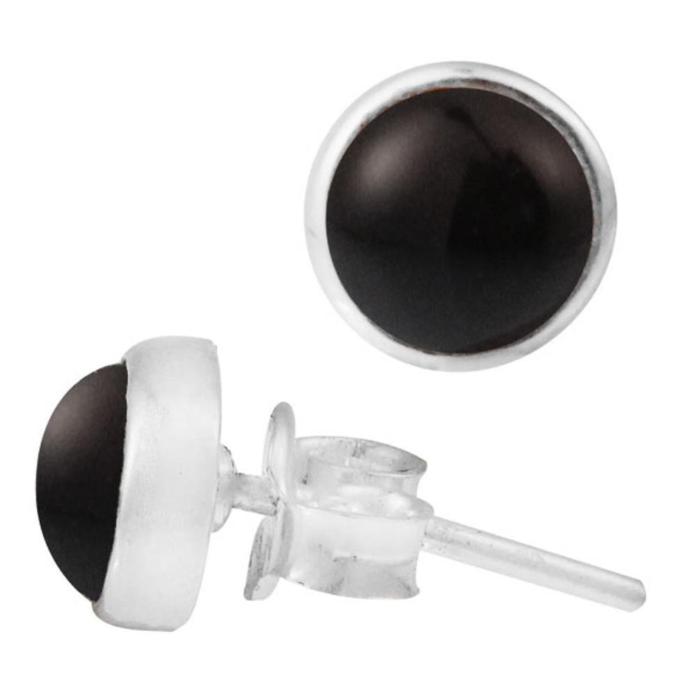 Ohrstecker Onyx schwarz rund 8 mm 925er Sterling Silber Rand Stein Silberohrstecker