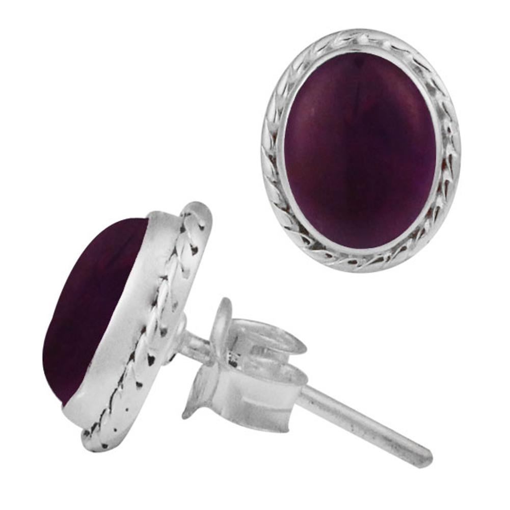 Ohrstecker Zopf Rand Amethyst oval 10 mm 925er Sterling Silber Stein Silberohrstecker