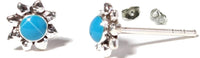 Load image into Gallery viewer, Stern Ohrstecker, türkis, rund, 6 mm Ø, in Silber eingefasst, 925er Sterlingsilber-Stift
