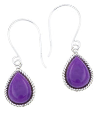 Load image into Gallery viewer, Silberohrhänger Tropfen 10 mm lila Stein Seilrand 925 Sterlingsilber Ohrringe
