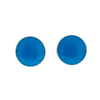 Load image into Gallery viewer, Ohrstecker, Türkis, rund flach, 6 mm Ø, in massivem Silber eingefasst, 925er Sterlingsilber-Stift
