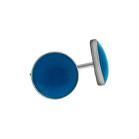 Load image into Gallery viewer, Ohrstecker, Türkis, flach rund, 4 mm Ø, in massivem Silber eingefasst, 925er Sterlingsilber-Stift
