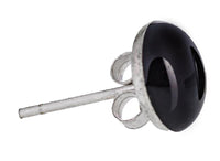 Load image into Gallery viewer, Onyx Ohrstecker schwarz gewölbt rund eingefasst 925 Sterling Silber Silberohrstecker
