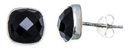 Load image into Gallery viewer, Ohrstecker Onyx Quadrat 8 mm 925er Sterlingsilber Rand facettiert schwarz gewölbt
