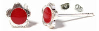 Load image into Gallery viewer, Ohrstecker Blume, koralle, rot, 6 mm Ø, eingefasst, 925er Sterlingsilber-Stift
