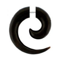 Load image into Gallery viewer, Schwarz Tribal Fake Piercing Spirale Buffalo Horn 6 mm Steckverschluss Edelstahl nickelfrei Ohrring

