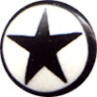 Load image into Gallery viewer, Buffalo Horn Fake Piercing, leicht gebogener Spike, schwarz mit weißer Kappe und schwarzem Stern, Ohrhänger, Ohrstecker, Ohrring
