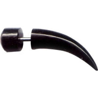 Load image into Gallery viewer, Buffalo Horn Fake Piercing, leicht gebogener Spike, schwarz mit eingefasstem Perlmutt, Ohrhänger, Ohrstecker, Ohrring

