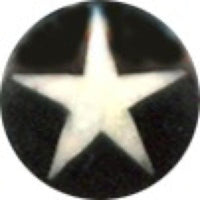 Load image into Gallery viewer, Buffalo Horn Fake Piercing, leicht gebogener Spike, schwarz mit schwarzer Kappe und weißem Stern, Ohrhänger, Ohrstecker, Ohrring

