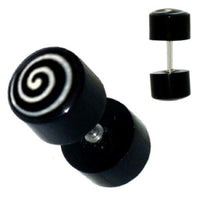 Cargar imagen en el visor de la galería, Fake Piercing Horn schwarz weiß Spirale, Expander, Ohrhänger, Ohrstecker, Ohrring
