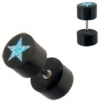 Cargar imagen en el visor de la galería, Fake Piercing Horn Stern schwarz türkis, Expander, Ohrhänger, Ohrstecker, Ohrring
